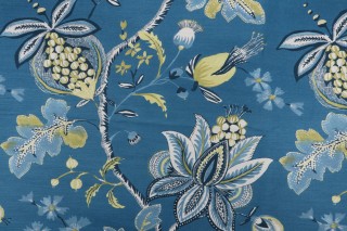 Anna French Donegal F913002 Printed Linen Blend Drapery Fabric in Peacock Blue