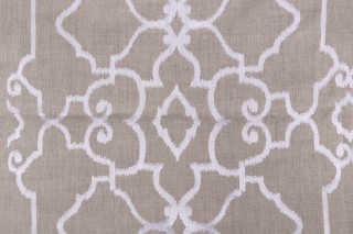 Thibaut Ogden W714210 Embroidered Linen Drapery Fabric in White on Natural