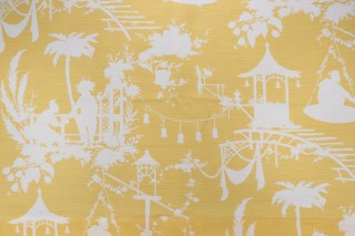 Thibaut South Seas F916024 Printed Linen Blend Drapery Fabric in Yellow