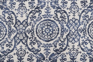 Thibaut Sansome F94151 Printed Linen Blend Drapery Fabric in Navy