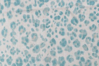 Thibaut Panthera F924379 Printed Linen Drapery Fabric in Aqua