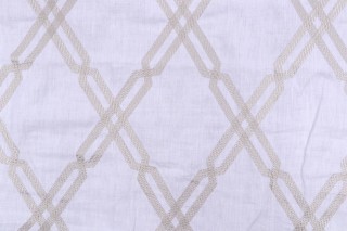 Thibaut Fusion Trellis W736149 Embroidered Linen Drapery Fabric in Grey