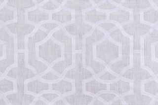 Anna French Alston Trellis W713032 Embroidered Linen Drapery Fabric in White on White for Thibaut