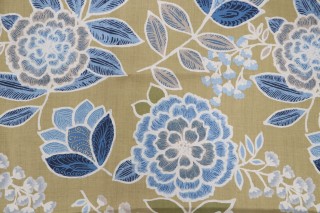 1 Yard Thibaut Sulu F913011 Printed Linen Drapery Fabric in Citrus Green