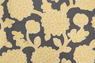 Thibaut Nikko F916016 Printed Linen Blend Drapery Fabric in Yellow and Grey
