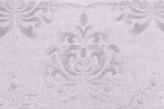 Anna French Glitter Damask AW9105 Embroidered Linen Drapery Fabric in White for Thibaut