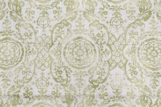 Anna French Sansome F94154 Printed Linen Blend Drapery Fabric in Lime for Thibaut