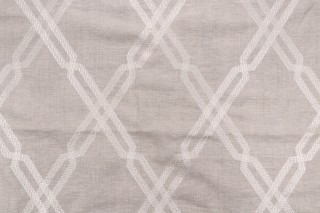 Thibaut Fusion Trellis W736148 Embroidered Linen Drapery Fabric in Natural
