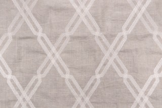 Thibaut Fusion Trellis W736148 Embroidered Linen Drapery Fabric in Natural