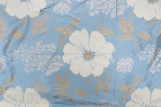 Thibaut Rue De Seine Printed & Embroidered Silk Drapery Fabric in Spa Blue