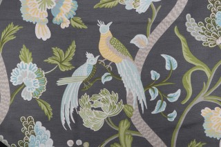 Thibaut Janta Bazaar F964157 Printed Linen Blend Drapery Fabric in Charcoal 