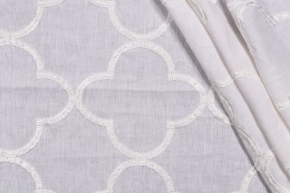 Sample of Thibaut Mara W716001 Embroidered Drapery Fabric in White 