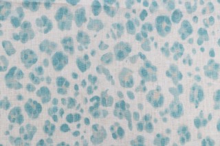 Sample of Thibaut Panthera F924379 Printed Linen Drapery Fabric in Aqua 