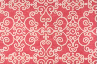 PK Lifestyles Tendril Printed Cotton Drapery Fabric in Berry