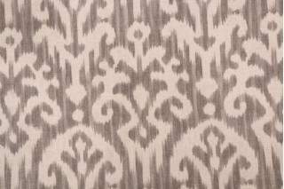 Kaufmann Tonal Ikat Printed Linen Blend Drapery Fabric in Smoke