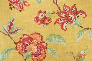 Robert Allen Les Favves Printed Linen Blend Drapery Fabric in Sunshine