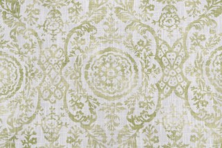 Anna French Sansome F94154 Printed Linen Blend Drapery Fabric in Lime for Thibaut