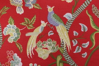 Thibaut Janta Bazaar F964161 Printed Linen Blend Drapery Fabric in Red