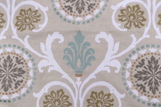 Thibaut Banyan W764100 Printed & Embroidered Drapery Fabric in Aqua