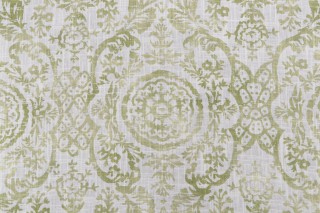 Anna French Sansome F94154 Printed Linen Blend Drapery Fabric in Lime for Thibaut
