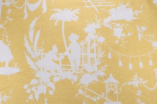 Thibaut Southsea F916024 Printed Linen Blend Drapery Fabric in Yellow