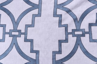 Anna French Songyue W736144 Embroidered Drapery Fabric in Blue for Thibaut