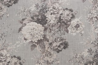 Waverly Ballad Bouquet Printed Linen Blend Drapery Fabric in Platinum