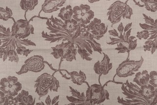 Thibaut Helena F94104 Printed Linen Drapery Fabric in Brown on Natural 
