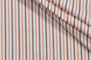 Thibaut Resort Ticking W716039 Woven Cotton Decorator Fabric in Grey and Orange