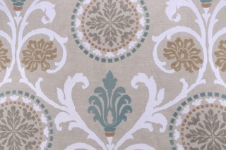 Anna French Banyan W764100 Printed & Embroidered Drapery Fabric in Aqua for Thibaut