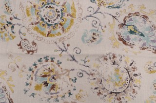P Kaufmann Junoon Printed Linen Drapery Fabric in Meadow