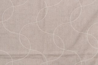 Karina Embroidered Drapery Fabric in Flax