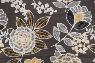 1 Yard Thibaut Sulu F913010 Printed Linen Drapery Fabric in Charcoal