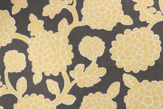 1 Yard Thibaut Nikko F916016 Printed Linen Blend Drapery Fabric in Yellow and Grey