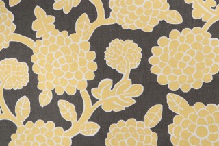 1 Yard Thibaut Nikko F916016 Printed Linen Blend Drapery Fabric in Yellow and Grey