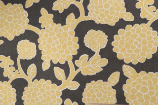 Thibaut Nikko F916016 Printed Linen Blend Drapery Fabric in Yellow and Grey