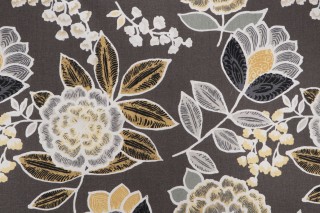Thibaut Sulu F913010 Printed Linen Drapery Fabric in Charcoal
