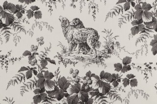 Thibaut Pedigree F99720 Printed Cotton Drapery Fabric in Black on Cream