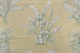 Thibaut Tropical Toile F99798 Printed Linen Blend Drapery Fabric in Green
