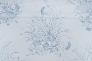 Thibaut Nautilus Toile F99773 Printed Cotton Drapery Fabric in Blue