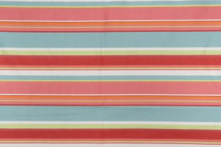 1 Yard Thibaut Brighton Stripe W77997 Woven Upholstery Fabric in Aqua and Pink