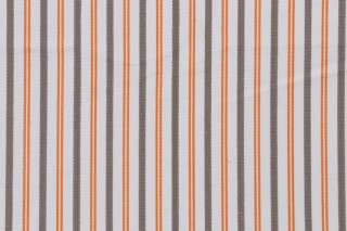 Thibaut Resort Ticking W716039 Woven Cotton Decorator Fabric in Grey and Orange