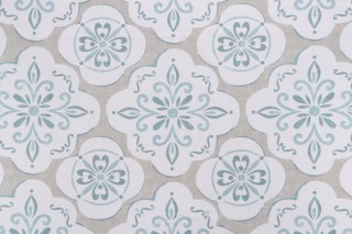 Belle Maison Casey Printed Cotton Drapery Fabric in Bay Stout