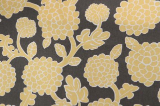 Thibaut Nikko F916016 Printed Linen Blend Drapery Fabric in Yellow and Grey