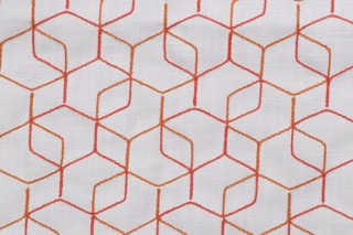 Valdese Weavers Leipsic Chenille Embroidered Drapery Fabric in Coral