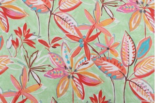 PK Lifestyles Painted Leaves Printed Polyester Outdoor Fabric in Melon