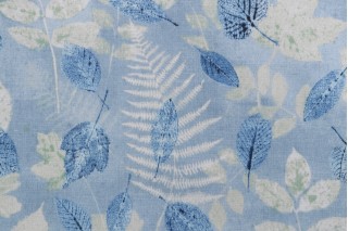 PK Lifestyles Farmhouse Leaf Printed Polyester Outdoor Fabric in Chambray