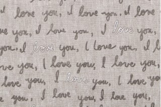 Ellen Degeneres I Love You Printed Cotton Drapery Fabric in Natural