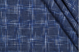 PK Lifestyles Hampton Plaid Woven Chenille Upholstery Fabric in Cobalt