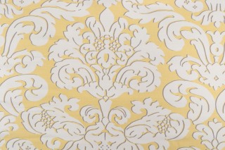 Thibaut Trelawny Damask Printed Linen Blend Drapery Fabric in Yellow
